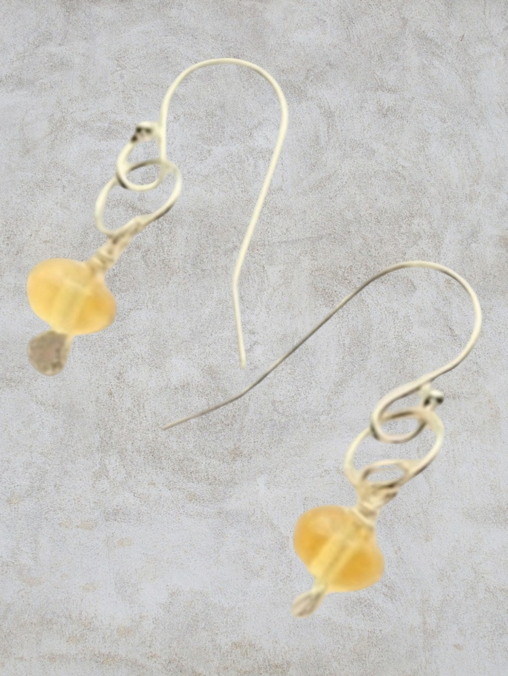 NWT Handmade mini Sterling Silver earrings with beachy yellow Czech Glass Dangle